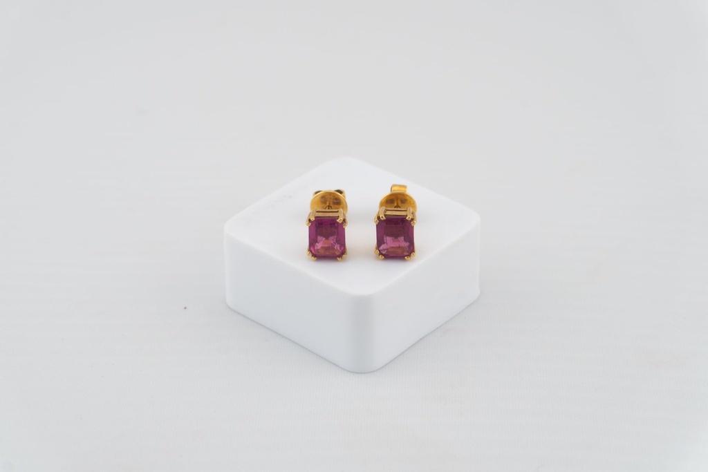 [AR-00015] Aretes con piedra Rosa Francia